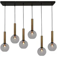 Masterlight 6-lichts hanglamp Bella 2 met smoke glas