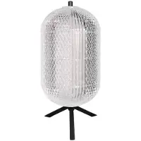 Mexlite Tafellamp Geripu – Ø 15 x 32 cm – Geribbeld Kunststof Met 8W LED En Snoerdimmer – Zwart/Transparant