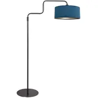 Steinhauer Zwarte vloerlamp Bloeba 4169ZW met blauw velours kap