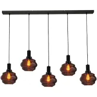 Masterlight 5-lichts hanglamp - zwart - Porto met Ball red glazen - Ø 24cm