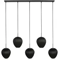 Mexlite HaloSwap 4287ZW – Zwarte langwerpige hanglamp met stijlvolle, lichtdoorlatende kappen