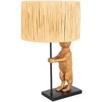 Steinhauer Goud met zwarte tafellamp Animaux 3712ZW met beige gras kap