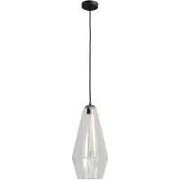 Masterlight Zwarte hanglamp Diamond 23cm met helder glas