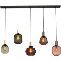 Masterlight 5 Lichts Hanglamp Goud Porto Met Verschillende Glazen