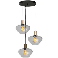 Masterlight 3-lichts vide hanglamp - goud - Porto met Blossom clear glazen