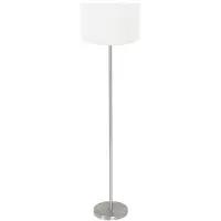 Mexlite Vloerlamp Noor 4432ST – Geborsteld staal met grof wit linnen kap