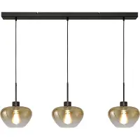 Masterlight 3-lichts hanglamp Genua zwart met goud glas Ø 24cm