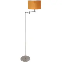 Mexlite Staalkleurige vloerlamp Bella 3877ST met gouden velours kap