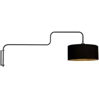 Steinhauer Zwarte Wandlamp Bloeba 4172ZW met zwart linnen kap