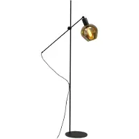 Masterlight Vloerlamp zwart Bounty verstelbaar met rond glas