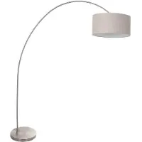 Steinhauer Booglamp Solva 3912ST Staal met een grijs linnen lampenkap