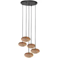 Mexlite Aurelio LED Hanglamp | 5x E27 40W | Dimbaar | Amberkleurig/Zwart