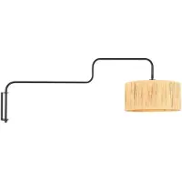 Steinhauer Zwarte Wandlamp Bloeba met naturel gras kap