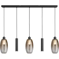 Masterlight Glazen hanglamp Olive 3x Ø 18,5cm - 2x Run pendel - zwart