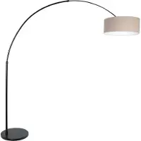 Steinhauer Booglamp Gramineus 50 zwart met linnen lampenkap
