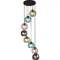 Searchlight 8 Lichts Hanglamp Mardi Gras Ii Met Meerder Kleuren Glas