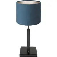 Steinhauer Tafellamp stang kort met blauwe velourse kap