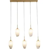 Searchlight 5-lichts hanglamp Rocky met wit glas