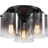 Searchlight Sweden 3-lichts plafondlamp - Mat Zwart & Gerookt Glas