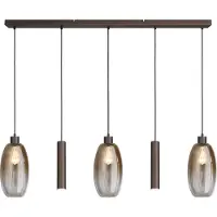 Masterlight Glazen hanglamp Olive 3x Ø 18,5cm - 2x Run pendel - cacao