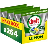 Dreft Platinum Vaatwastabletten Citroen - Moeilijke Uitdagingen - Vettig Filter - 4 x 66 stuks
