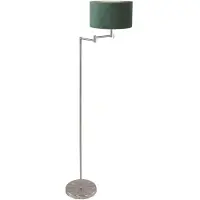 Mexlite Staalkleurige vloerlamp Bella 3880ST met groen velours kap