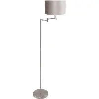 Mexlite Staalkleurige vloerlamp Bella 3876ST met grijs velours kap