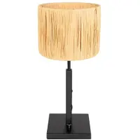 Steinhauer Zwarte tafellamp Stang 3708ZW met draai schakelaar en naturel gras kap