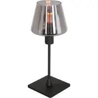 Steinhauer Zwarte tafellamp Ancilla met smoke glas
