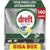 Dreft Platinum Vaatwastabletten Citroen - Moeilijke Uitdagingen - Vettig Filter - 140 stuks