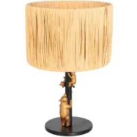 Steinhauer Goud met zwarte tafellamp Animaux 3714ZW met beige bruine gras kap