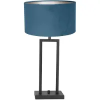 Steinhauer Tafellamp stang zwart met velours blauwe kap