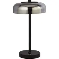 Searchlight LED-tafellamp Frisbee, dimbaar, zwart, Woon-/ Eetkamer, metaal, Modern, LED tafellamp