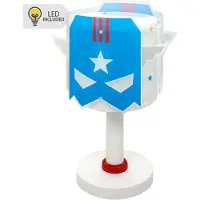 DALBER Tafellamp Blue Hero, blauw, Kinderkamer, Kunststof, Tafellamp