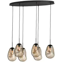 Masterlight Hanglamp Lava Oval 6x goud glas Ø 22,5cm