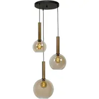 Masterlight Zwarte hanglamp Bella 3-lichts met goud