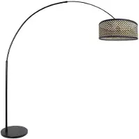Steinhauer Zwarte vloerlamp / booglamp Sparkled Light 3788ZW met zwart blank bamboe kap