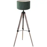 Mexlite Vloerlamp Triek 4104ZW driepoot met een groene velours kap Greenwave