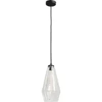 Masterlight Zwarte hanglamp Diamond 18cm met helder glas
