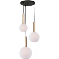 Masterlight Vide hanglamp Bella 2 Messing goud met wit glas