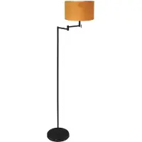 Mexlite Vloerlamp Bella 3887ZW met gele fluweelachtige lampenkap