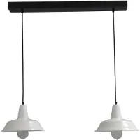 Masterlight Witte vintage eettafellamp Industria 2x25 2-lichts met zwart