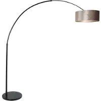 Steinhauer Booglamp Sparkled zwart met velours taupe kap