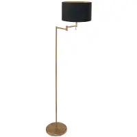 Mexlite Bronskleurige vloerlamp Bella 3874BR zwarte lampenkap met goudkleurige binnenkant