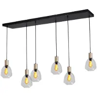 Masterlight 6-lichts hanglamp - goud - Porto met Nicolette clear glazen