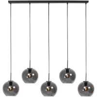 Mexlite HaloSwap 4285ZW – Zwarte langwerpige hanglamp met stijlvolle smoke glazen