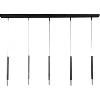 Masterlight Zwarte eettafel hanglamp Flute 5-lichts design cilinders