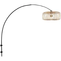Steinhauer Boog wandlamp Breeza-Beach 4151ZW zwart met bamboe kap Ø40 cm