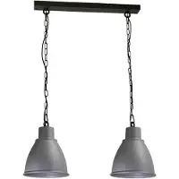 Masterlight Stoere Eettafel Hanglamp Industria 2x27 2 Lichts Zwart Met Betongrijs