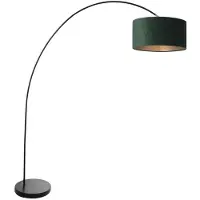Mexlite Booglamp Solva 3899ZW Zwart met een groen fluwelen lampenkap